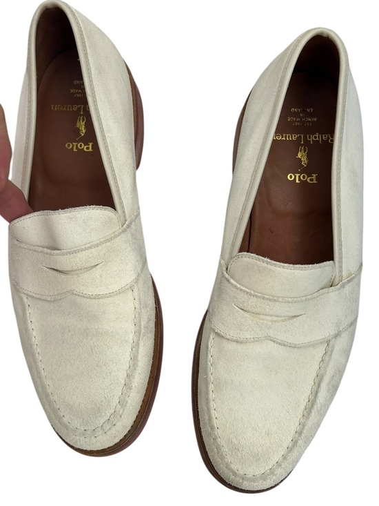 Polo Ralph Lauren cream suede leather Bench made England slipon loafers bucks 95 main image 5
